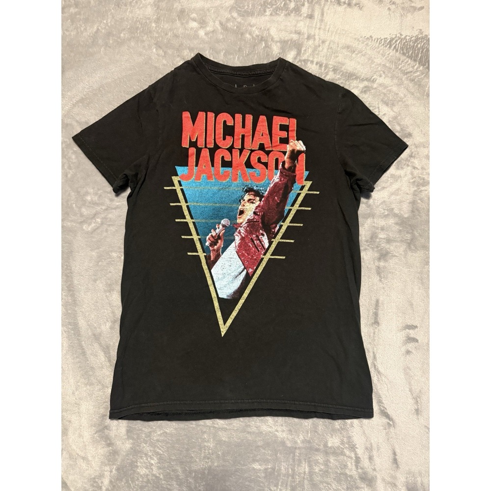 Michael Jackson T-Shirt Mens Small Black Red Sequin Jacket Graphic Crew Neck